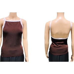 Ralph Lauren brown and white knit backless top Sz m